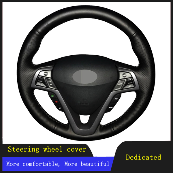

steering wheel covers diy car cover black hand-stitched artificial leather for veloster 2011 2013 2012 2014 2021