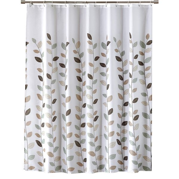

leaves printed fabric shower curtain standard size 72 x 72 inches, 12 hooks included