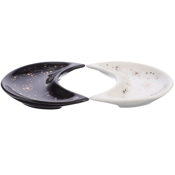 

kitchen storage & organization 2pcs moon shape tray crystal organizer stones displaying holder home decorations