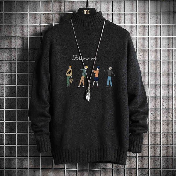 

men's sweaters cashmere sweater, japanese high neck harajuku style, hip hop, warm, winter, brand, White;black