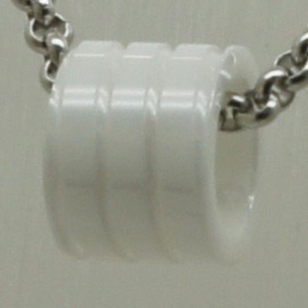 

pendant necklaces charm spiral groove rolling ceramic circle sweater 2mm/3mm width steel chain necklace, Silver