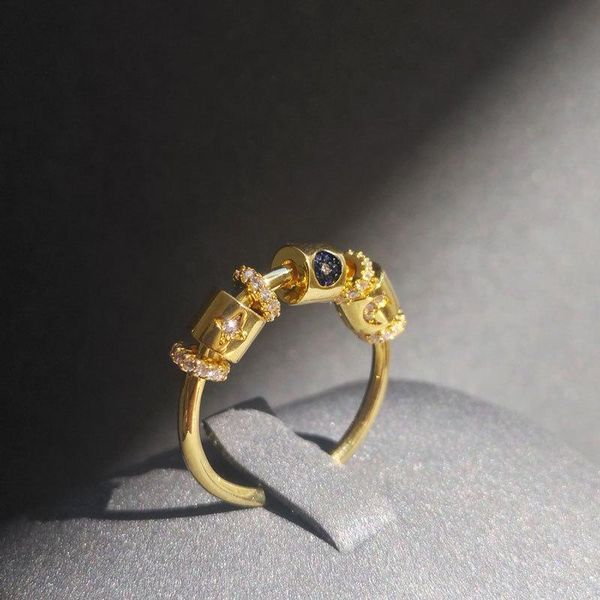 

cluster rings season to revolve star and moon ring s925 sterling silver women brand original french light luxury bohemian classic jewelry, Golden;silver