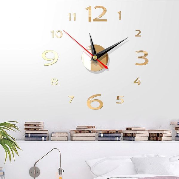 

acrylic wall clock modern design mirror sticker watch creative kids home decoration diy quartz stickers clocks
