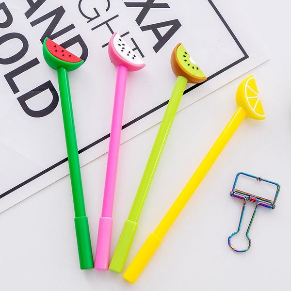

gel pens 4pcs/lot creative cute fresh watermelon fruit pen 0.5mm black ink school stationery suppliers office accessories kids gift