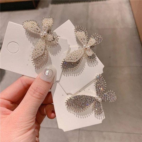 

hair accessories korean butterfly hairpin simple temperament girl clip headdress bangs side exquisite japanese and top, Slivery;white