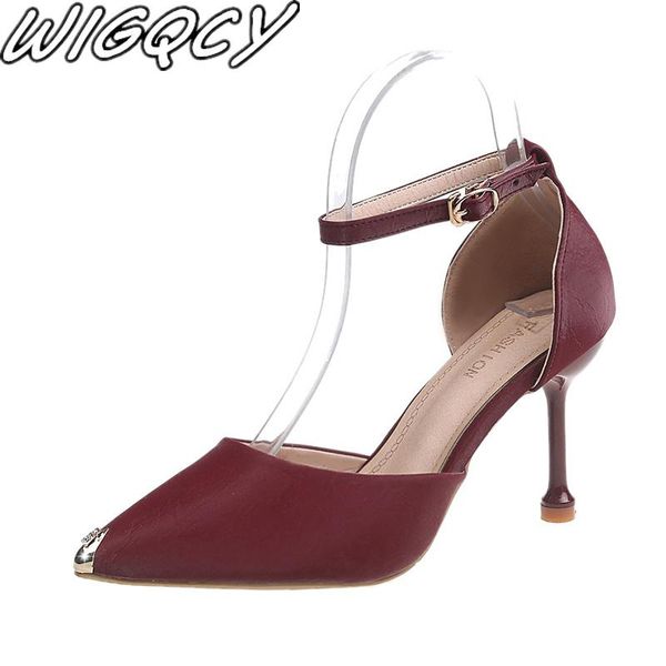 

women pumps shoes high heels wedding pointe ladies classic zapatos de mujer pu leather dress, Black