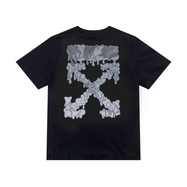 

new off style creative white melt alphabet print short sleeve t-shirt, White;black