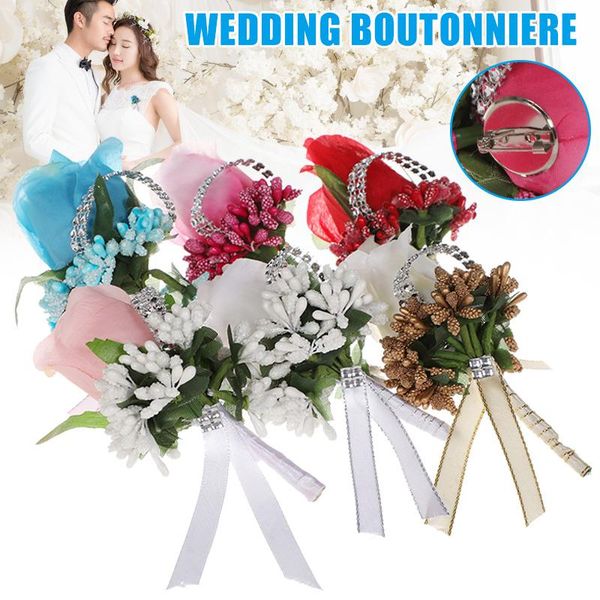 

decorative flowers & wreaths wedding fake flower corsage lapel pin brooch suits boutonniere din889