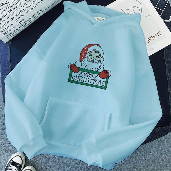 

women's hoodies & sweatshirts women autumn winter loose harajuku halloween picture print santa claus fashion mid-length long sleeve hoo, Black