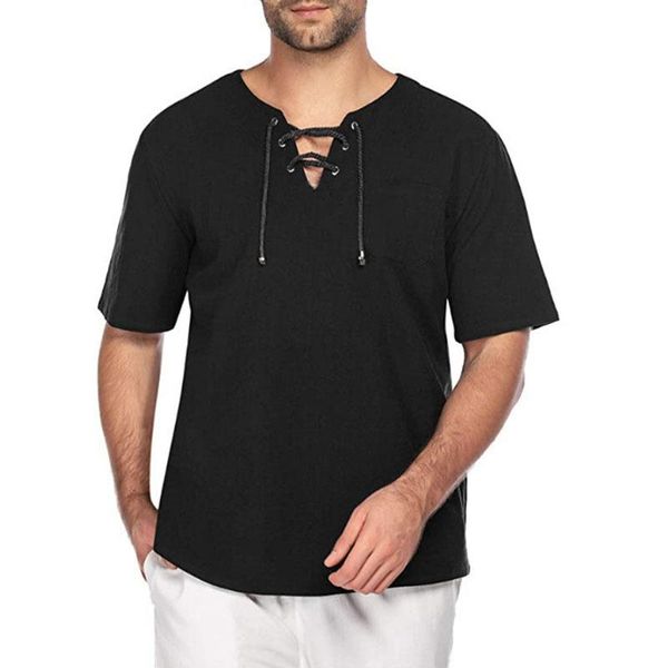 

men's casual shirts street short sleeve t-shirt cotton lace fashion, White;black