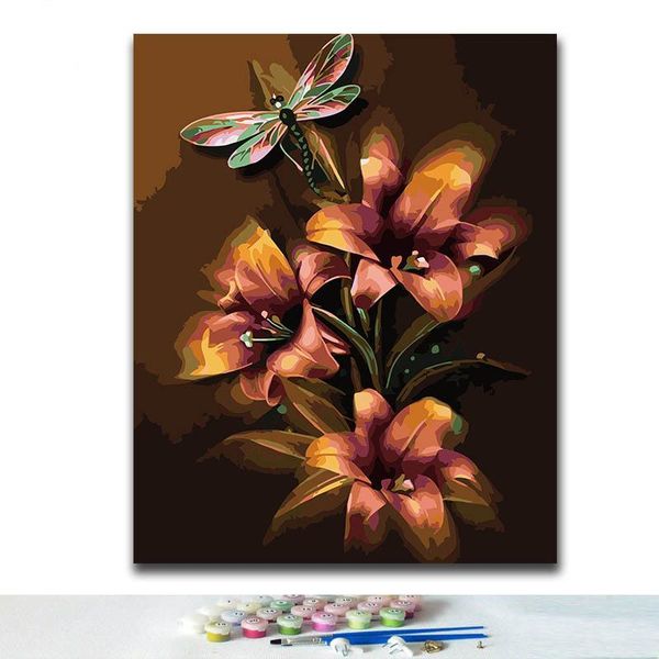 

paintings diy coloring paint by numbers flower with kits 40x50 framed