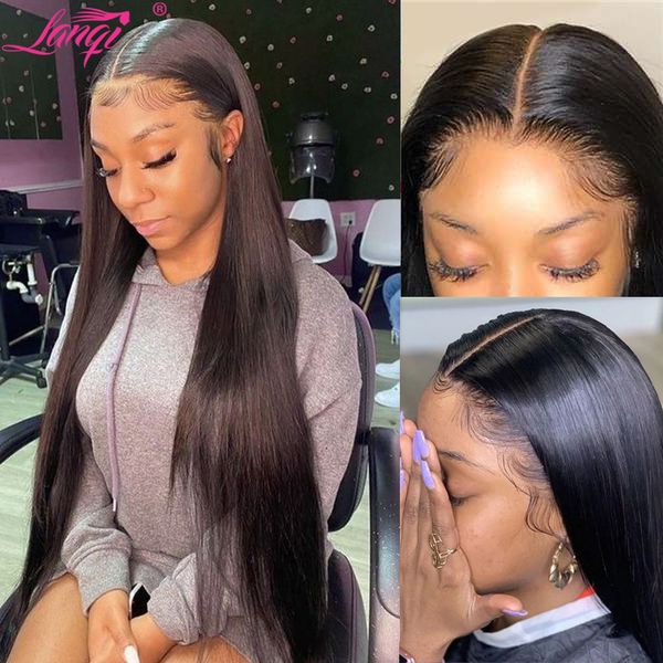 

26inch lace front wig 13x4x1 brazilian bone straight lace front human hair wigs for women preplucked lace frontal closure wig, Black