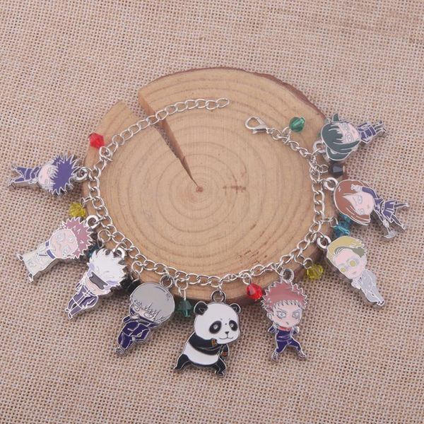 

bangle anime jujutsu kaisen charms bracelet gojo satoru yuji itadori fushiguro megumi kugisaki nobara toge inumaki figure gift, Black