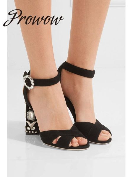 

sandals prowow 2021 fashion women's shoes rhinestone black