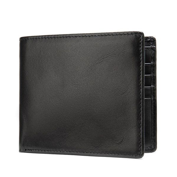 

wallets business men's leather money multi-card position cowhide horizontal simple coin purse short soft surface open grain, Red;black