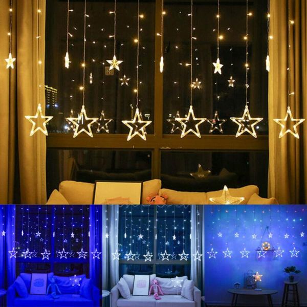 

party decoration led star string fairy copper wire curtain lights for christmas