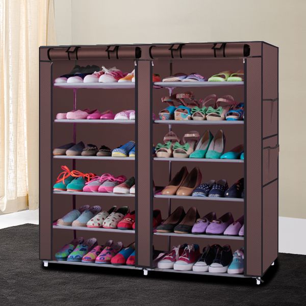 

double row six layer holder rack modern simple non-woven shoe thickened disassembly rolling curtain storage cabinet large capacity