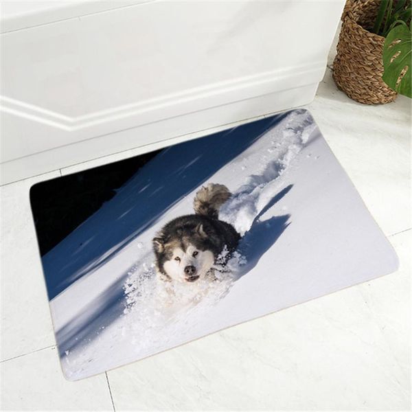 

soft flannel doormat decor siberian husky dog door mat non-slip hallway floor pet animal rug carpet for dining room bedroom carpets