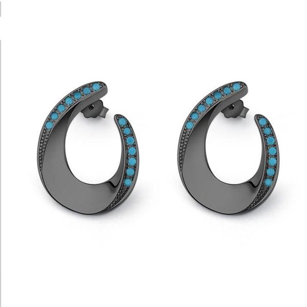 

other europe natural turquoise 925 sterling silver stud earrings for women female trendy black party earring jewelry gift yea164, Golden;silver