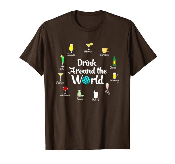 

alcohol t shirt funny gift men women drink around the world, White;black