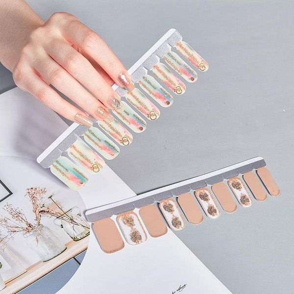 

nude pink n glitter powder sequins fashion nail art stickers collection manicure diy polish strips wraps for party decor & decals, Black