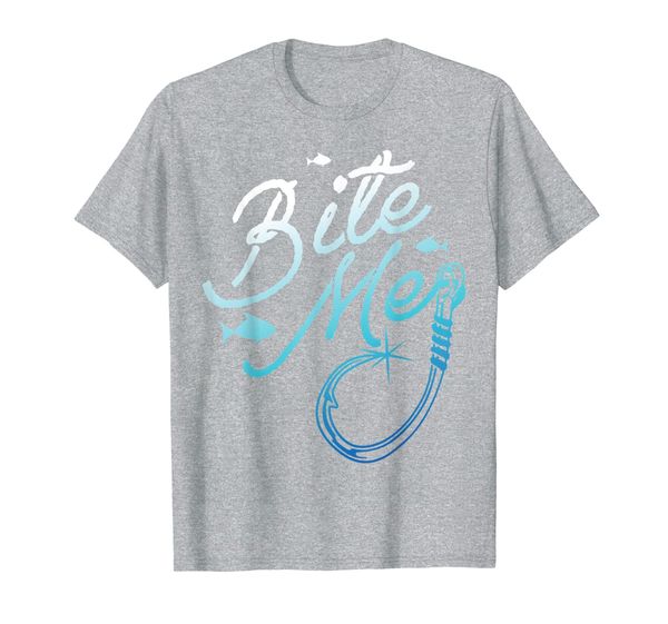 

fishing fisherman bite me funny gift fish design idea t-shirt, White;black