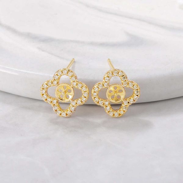 

semi finished accessories diy material zircon s925 silver needle earrings, Black