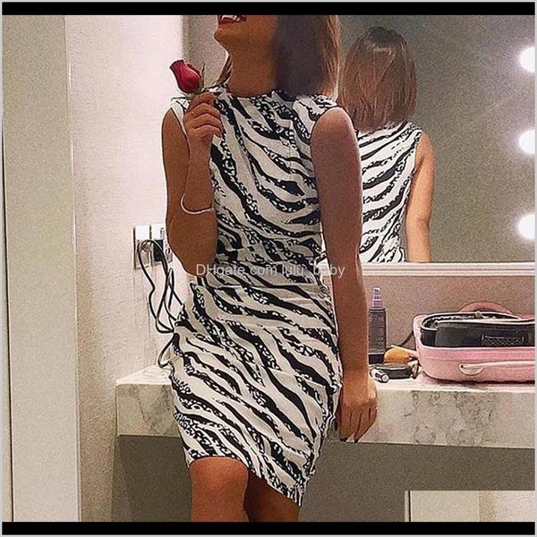 

casual clothing apparel drop delivery 2021 womens summer ladies stripe print sleeveless mini dress fashion bodycon elegant women dresses, Black;gray