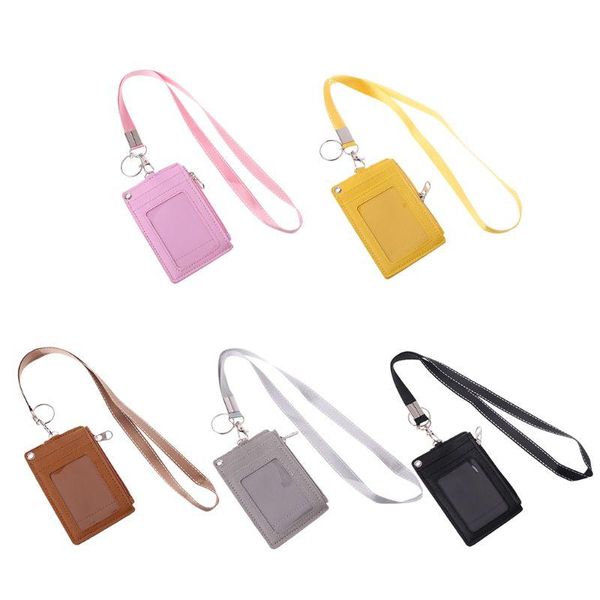 

card holders bus holder business id badge coin purse neck strap lanyard keychain, Brown;gray