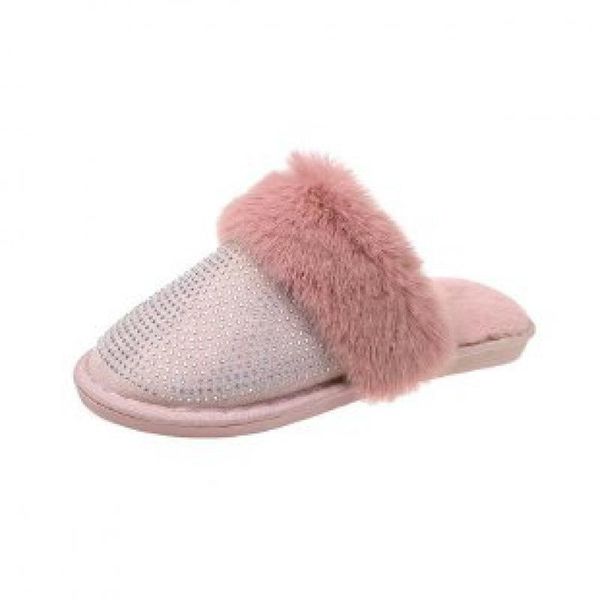 

slippers ladies' furniture plush fur crystal autumn winter warm shoes indoor casual plus, Black
