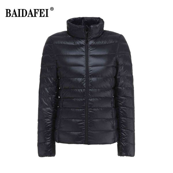 

15 colors women's packable ultra light weight short down jacket winter women slim fit portable windproof puffer 211118, Black