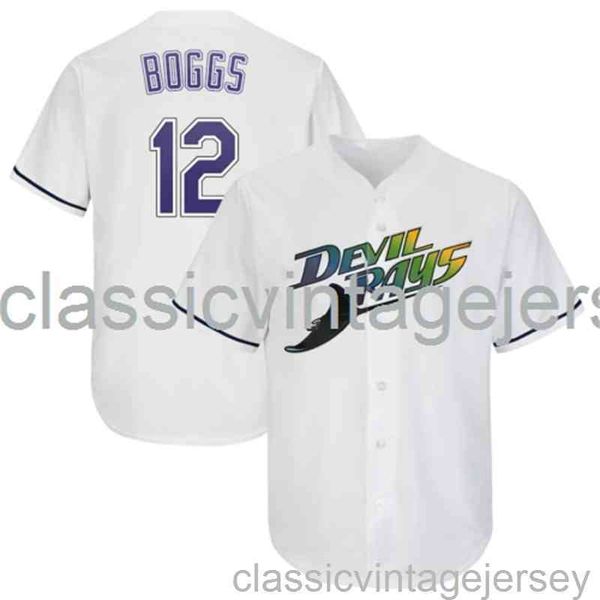 

wade boggs #12 baseball jersey xs-6xl stitched men women youth baseball jersey, Black