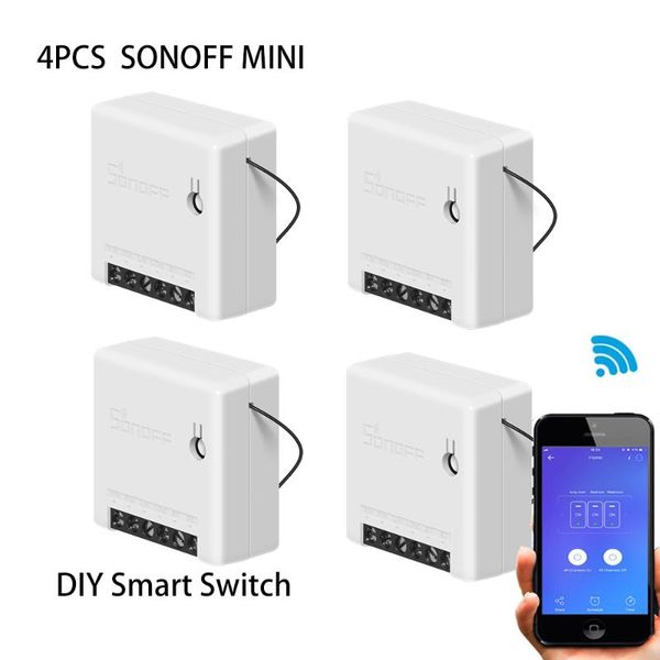 

smart home control 4 pcs sonoff mini diy intelligent switch remote wifi support an external work with google