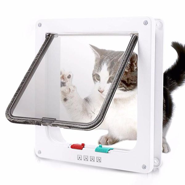 

cat carriers,crates & houses dog flap door with 4 way security lock doors s/m/l size for puppy kitten abs small pet gate kit cats dogs suppl