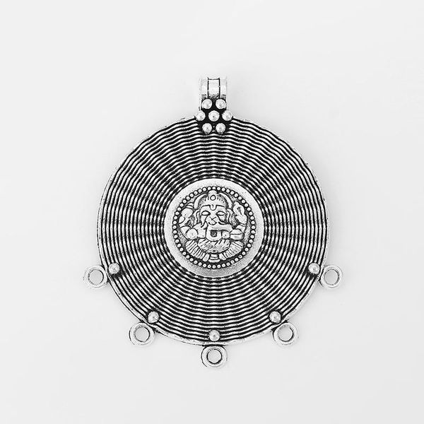 

pendants 2pcs antique silver charms elephant god ganesha pattern round pendant for necklace connector jewelry making findings 76x60mm, Black