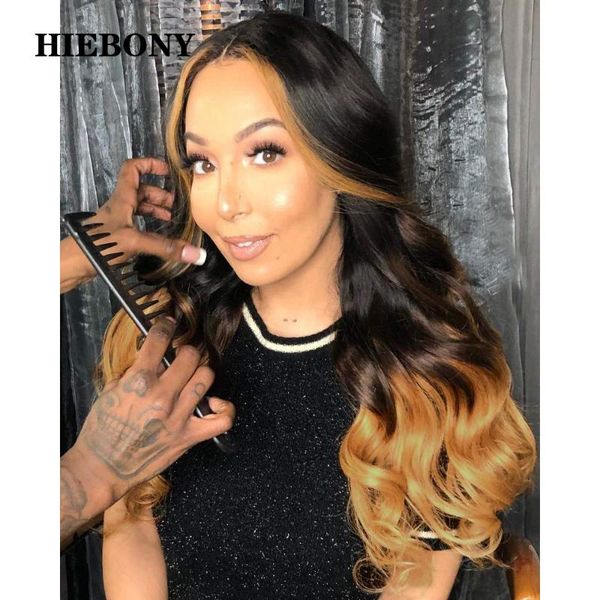 

highlight 1b27 wave lace front human hair wigs bleached knots brazilian 13x6 wavy with baby, Black;brown