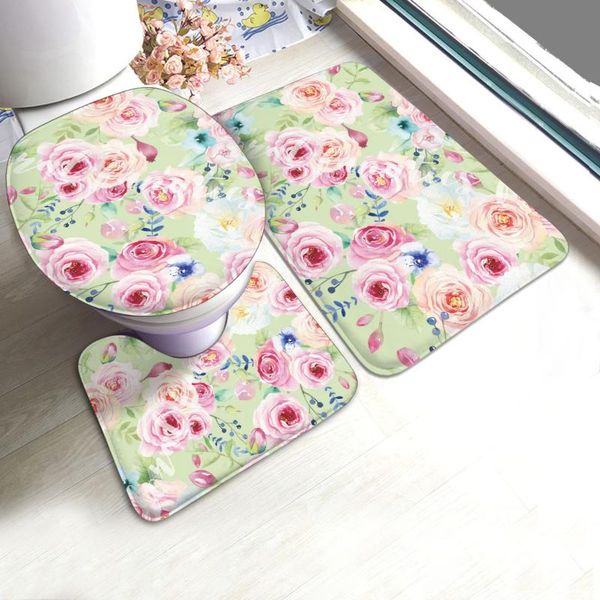 

piper woven floral fanatics fabric bathroom antiskid padthree piece floor mat set bath mats