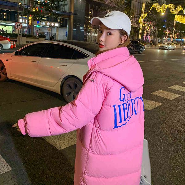 

women's down & parkas winter down cotton loose parka coat mid-length women's thick long-sleeved large size orange puffer jacket p5, Black