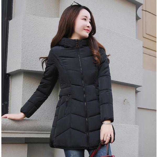 

women's trench coats 2021 large size down cotton coat warm hooded parkas women jacket long sleeve winter fashion solid color ko159, Tan;black