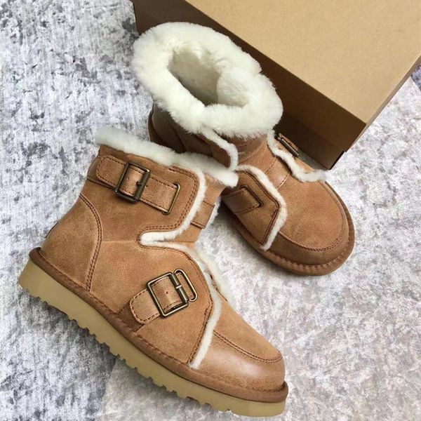 

new snow boots for women thick bottom shoes fur boots designer shoes suede leather patchwork designer shoes luxury brand boots, Black