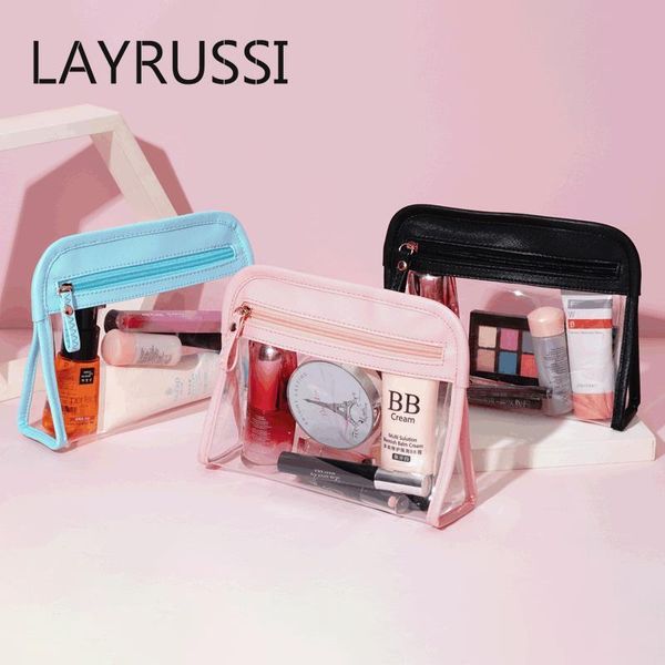 

cosmetic bags & cases layrussi 2021 transparent bag women waterproof pu toilet female jelly beauty makeup case toiletry wash