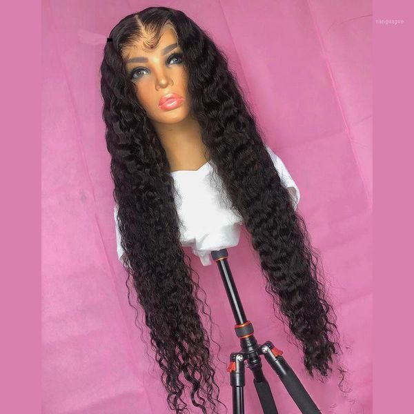 

cosplay synthetic lace wigs for black women with baby hair long curly 42 inch jet color front wig heat resistant1