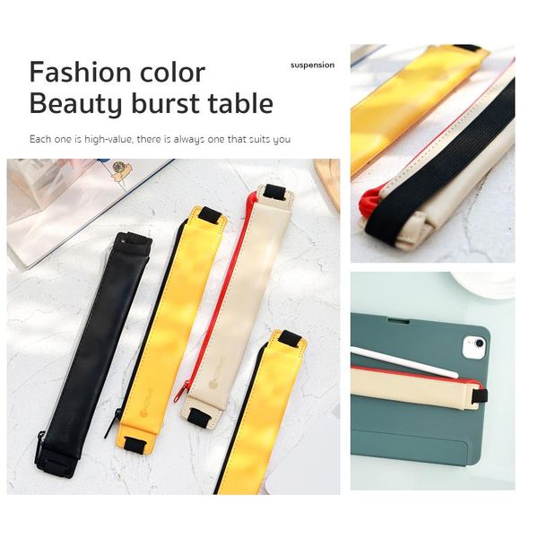 

kawaii small fresh canvas zipper pencil cases dot fashion for women school supplie stationery bag refills, Black;red