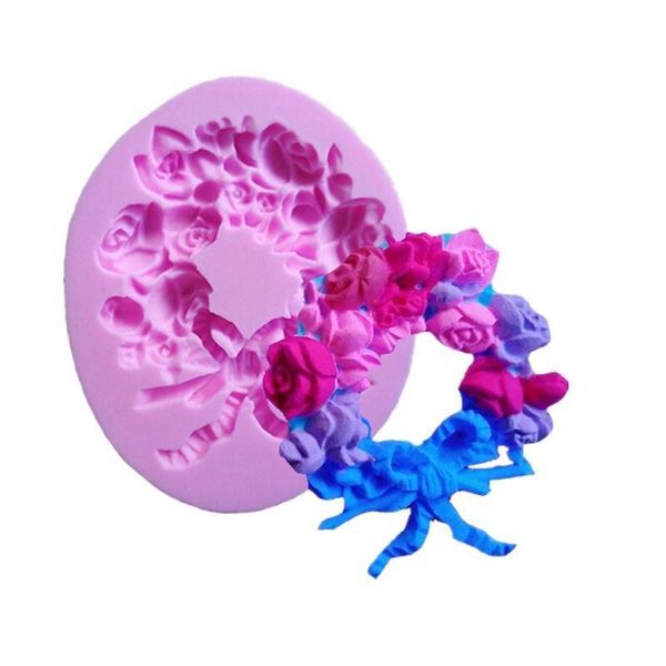 

cake tools wreath of rose flowers garland fondant molds chocolate mould for the kitchen baking sugarcraft decoration tool gift
