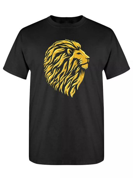 

golden lion head graphic tee men's -image by shutterstock, White;black
