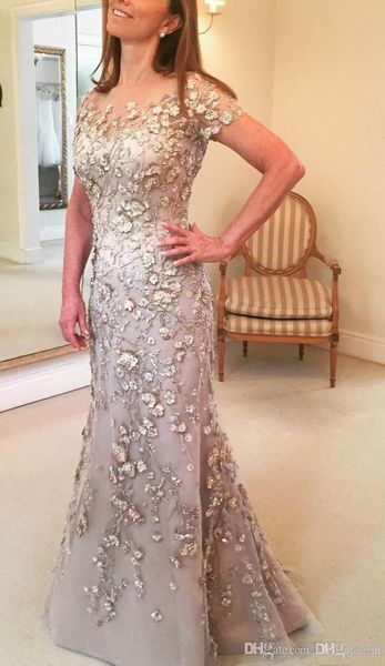 

mermaid mother of the bride dresses beaded 3d floral appliqued lace short sleeve mother gowns custom made wedding guest dresses, Black;red