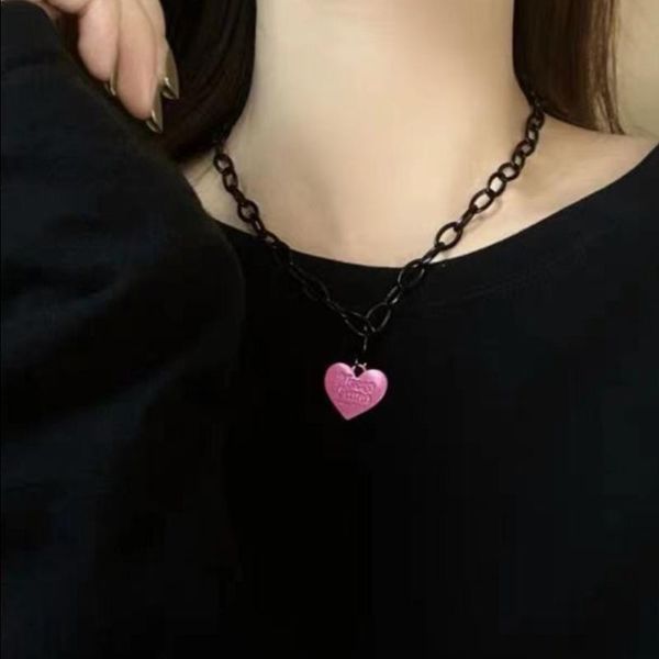 

pendant necklaces harajuku charm heart black necklace for women girl cool cute fashion choker party jewelry gift, Silver