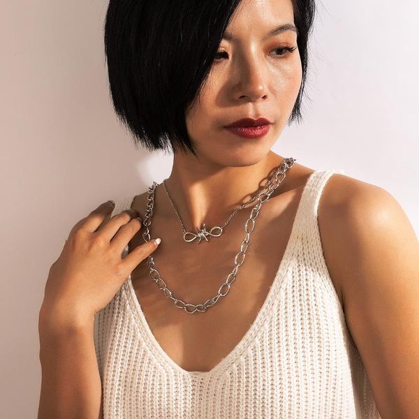 

pendant necklaces huatang punk choker necklace for women statement hip hop big chunky silver color thick chains party jewelry