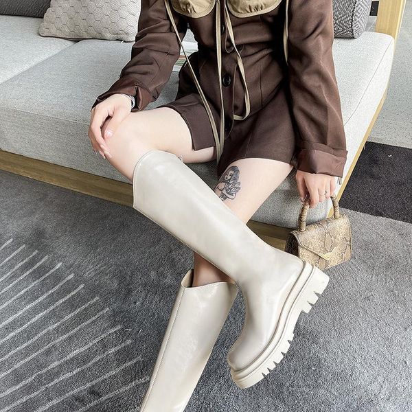 

boots knee length women 2021 autumn winter female knight platform punk long retro ladies short boot botas mujer, Black