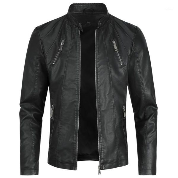 

men's jackets 2021 spring autumn mens vintage motorcycle jacket stand collar fashion harajuku zipper windproof biker faux leather bombe, Black;brown